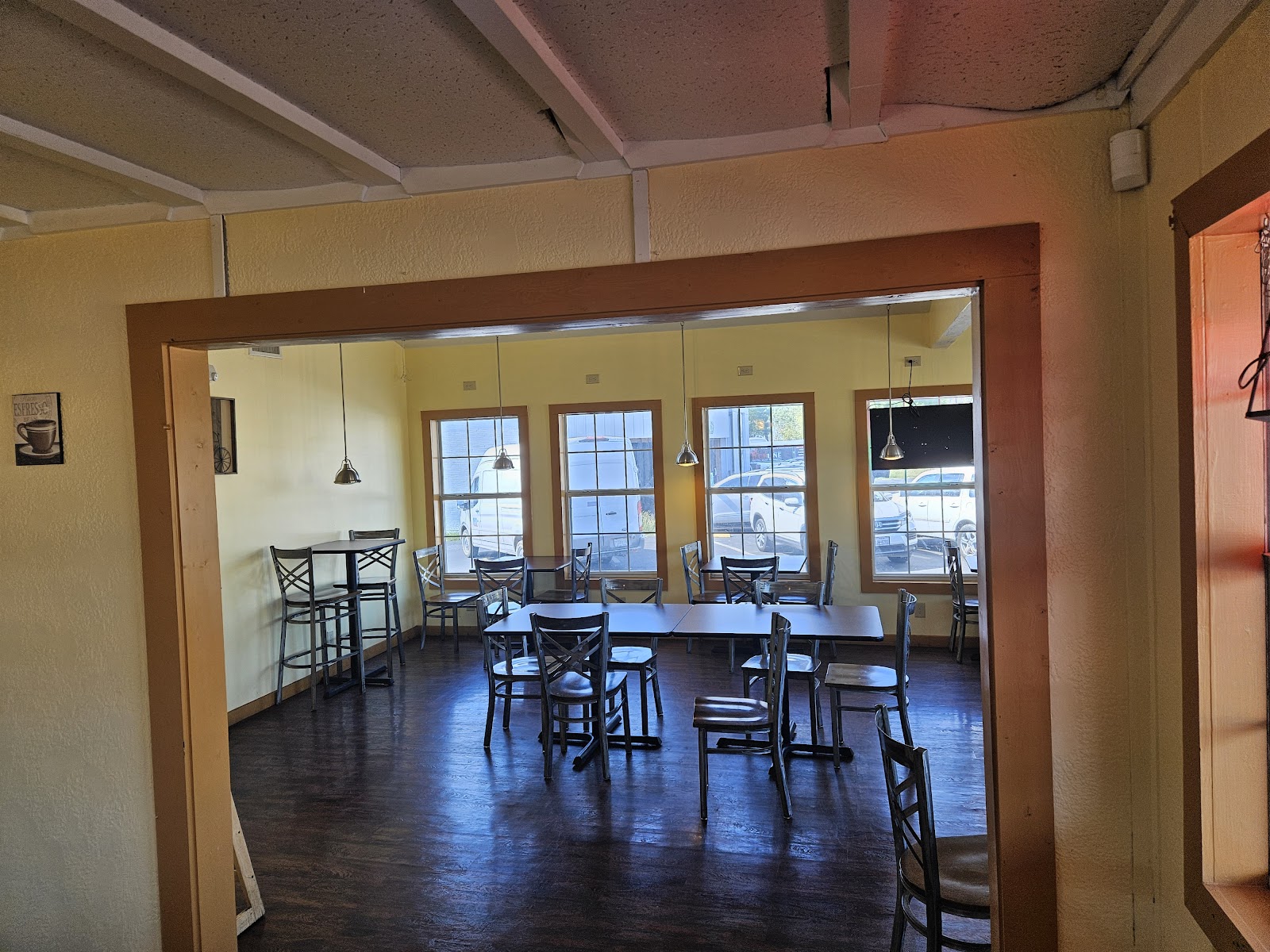 Cozy dining area inside Sweeties Donuts